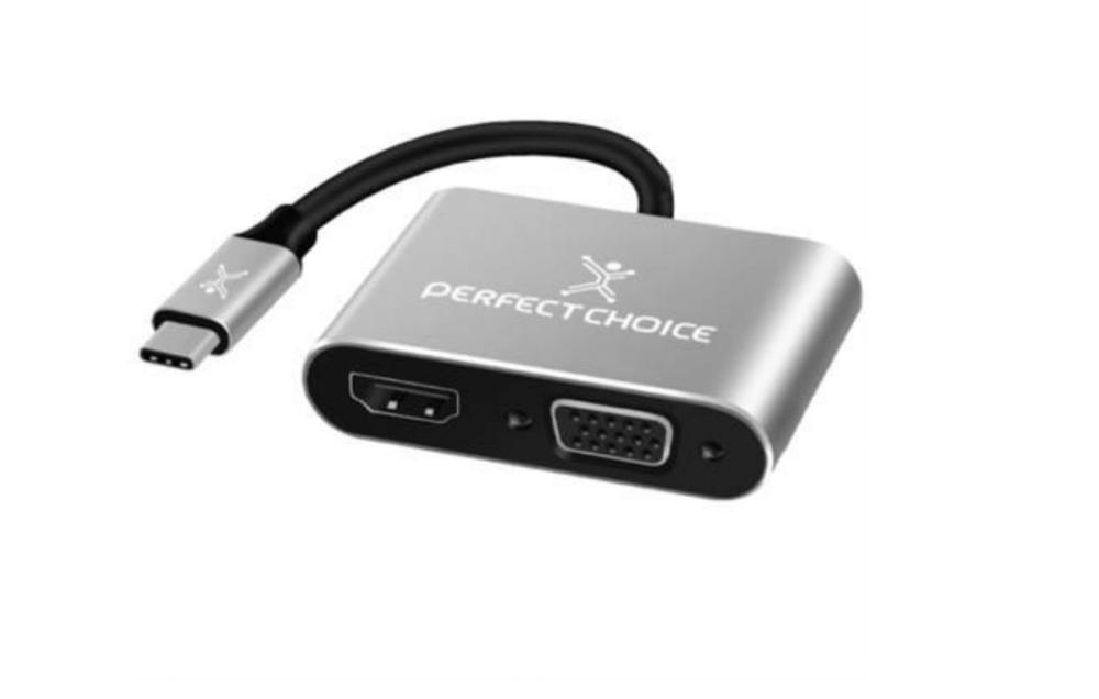 Adaptador USB-C a HDMI1+VGA PERFECT CHOICE PC-101284